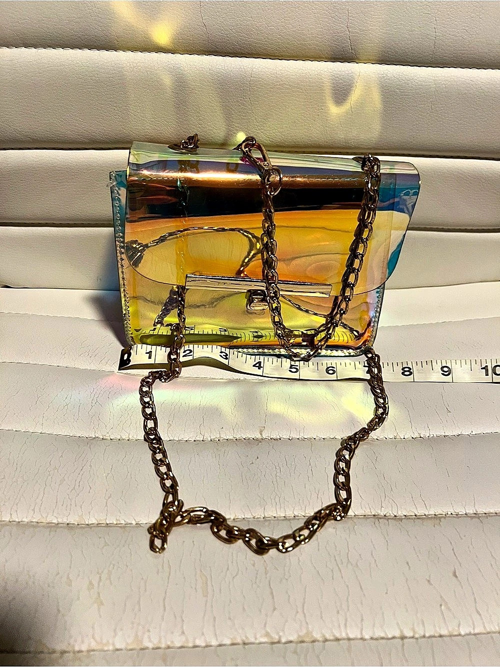 Iridescent Transparent Chain Shoulder Bag in Multi & Blue - Concerts, Sports Gam